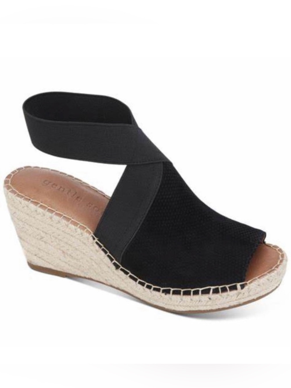 gentle souls Black Espadrille Wedge Sandal